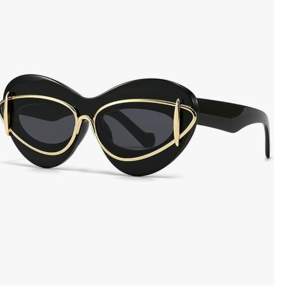 Cat Eye Sunglasses Women 2024 Luxury Brand Designer Vintage Y2k Punk Sun Glasses - Picture 4 of 5